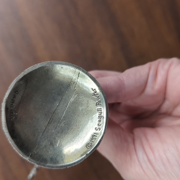 Vtg 1991 SEAGULL Pewter Signed Earring Tree Holder Stand Moon and Stars - Picture 6 of 9